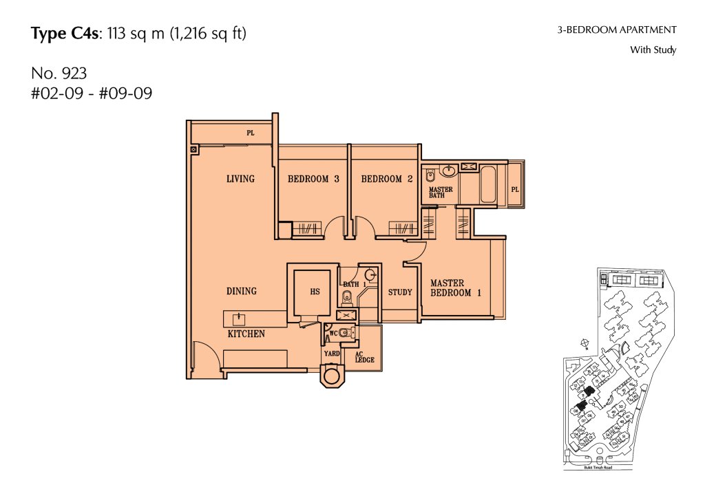 The Cascadia floor plan 1,216 sqft Type C4S