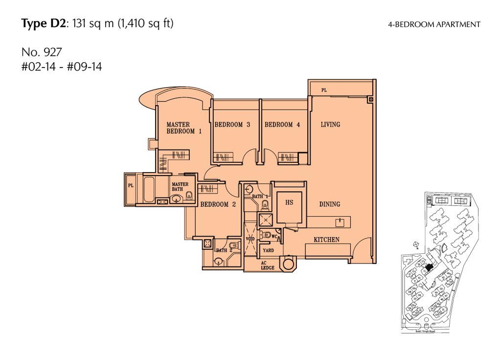 The Cascadia floor plan 1,410 sqft Type D2