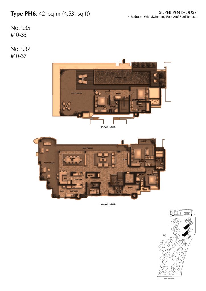 The Cascadia penthouse floor plan 4,532 sqft