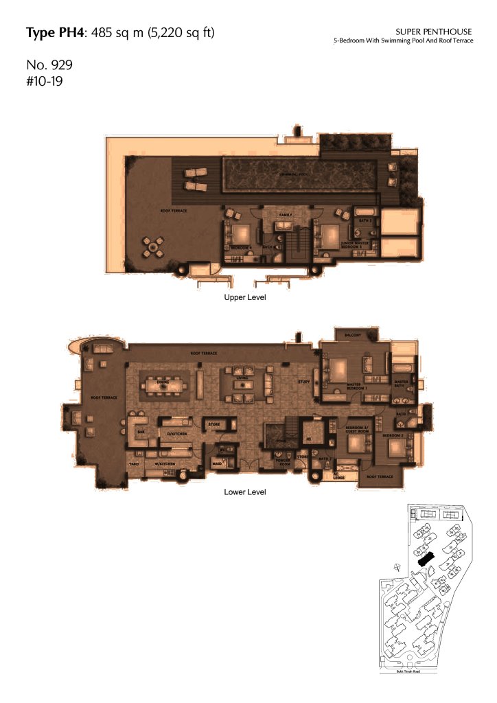 The Cascadia penthouse floor plan 5,221 sqft