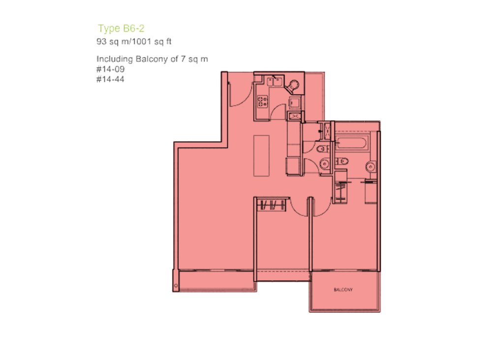 The Centris floor plan 1,001 sqft Type B6-2