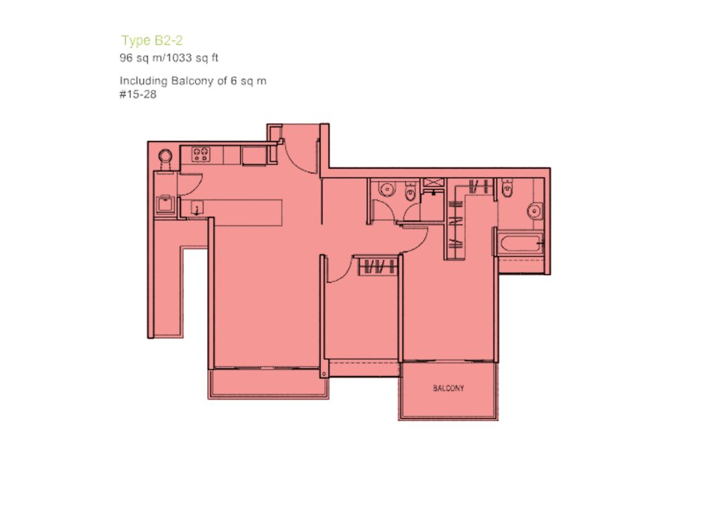 The Centris floor plan 1,033 sqft Type B2-2