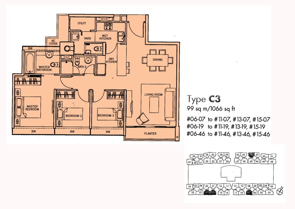 The Centris floor plan 1,066 sqft Type C3