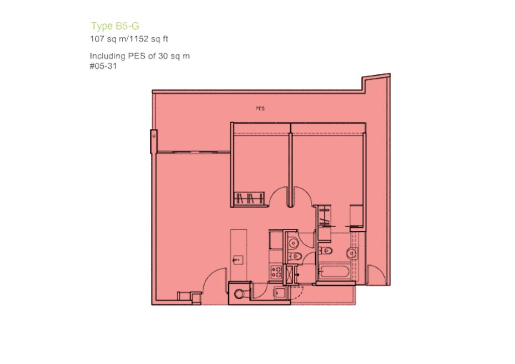 The Centris floor plan 1,152 sqft Type B5-G