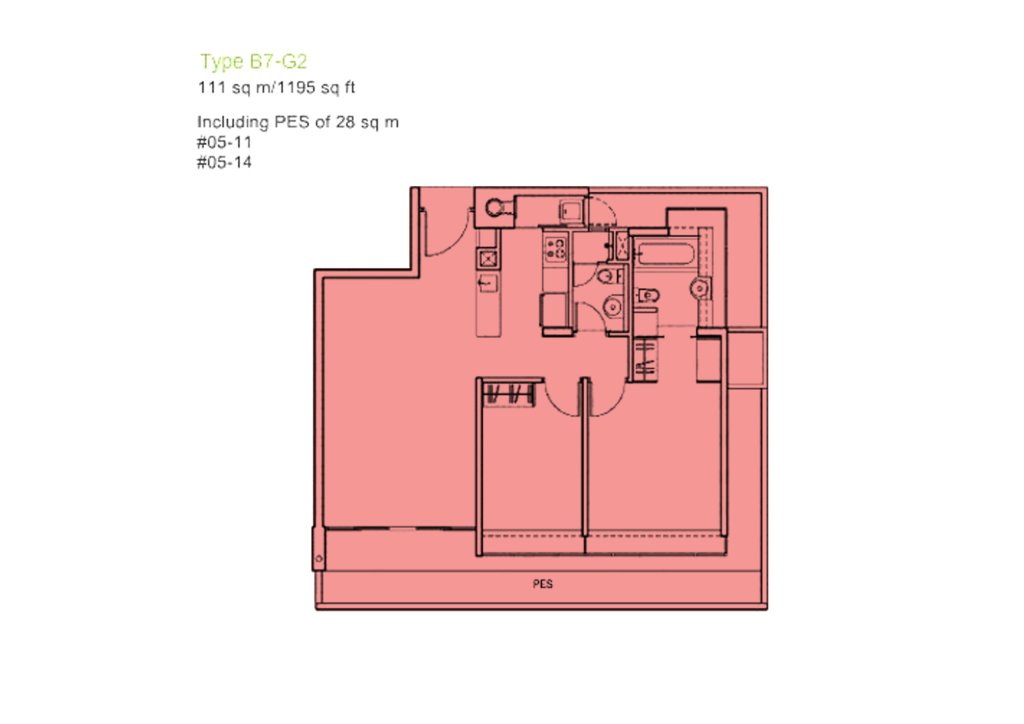 The Centris floor plan 1,195 sqft Type B7-G2