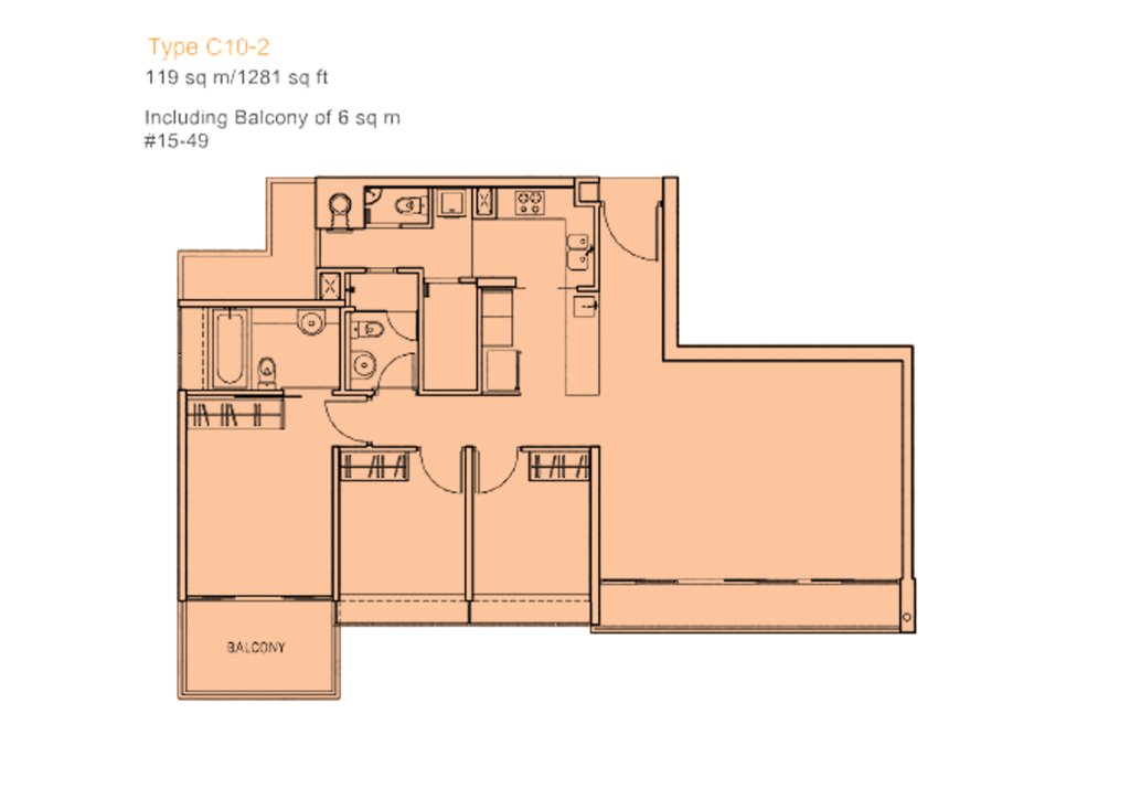 The Centris floor plan 1,281 sqft Type C10-2