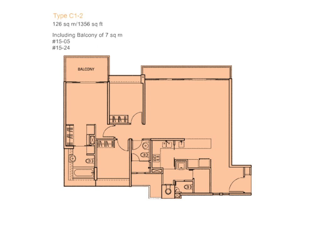 The Centris floor plan 1,356 sqft Type C1-2