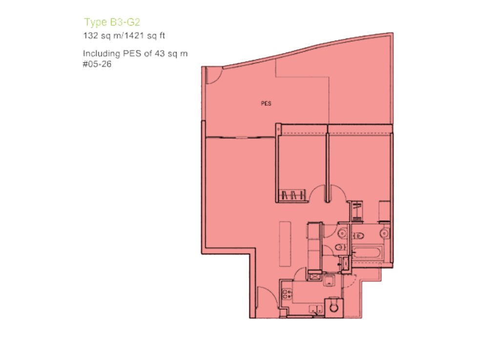 The Centris floor plan 1,421 sqft Type B3-G2