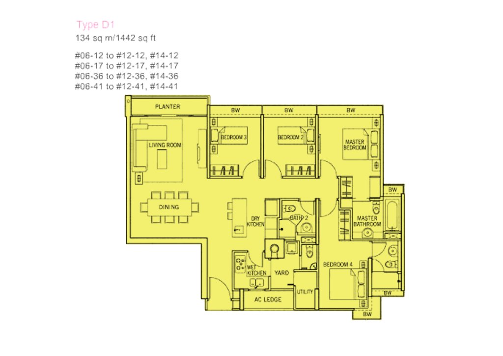 The Centris floor plan 1,442 sqft Type D1