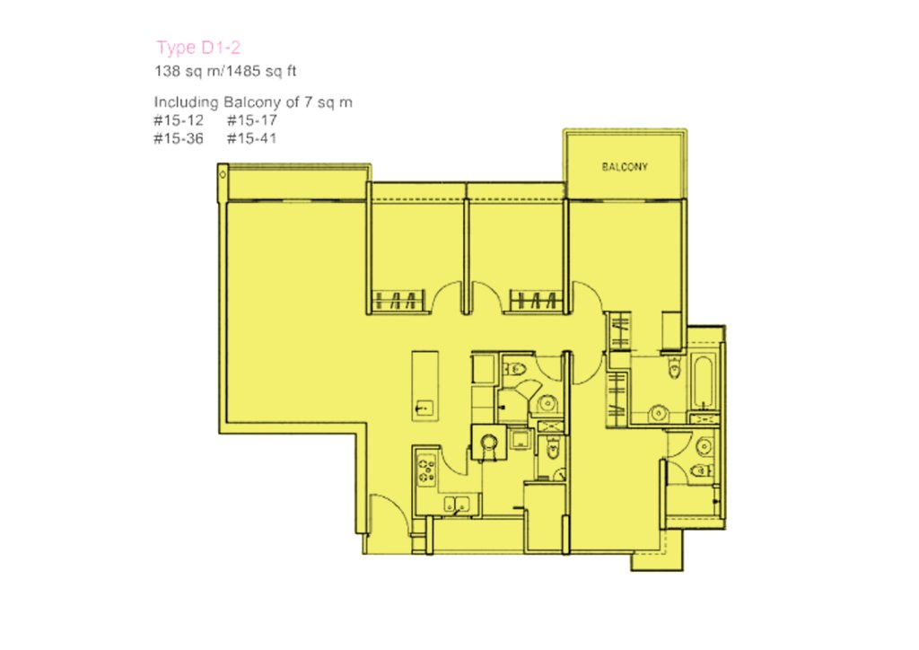The Centris floor plan 1,485 sqft Type D1-2