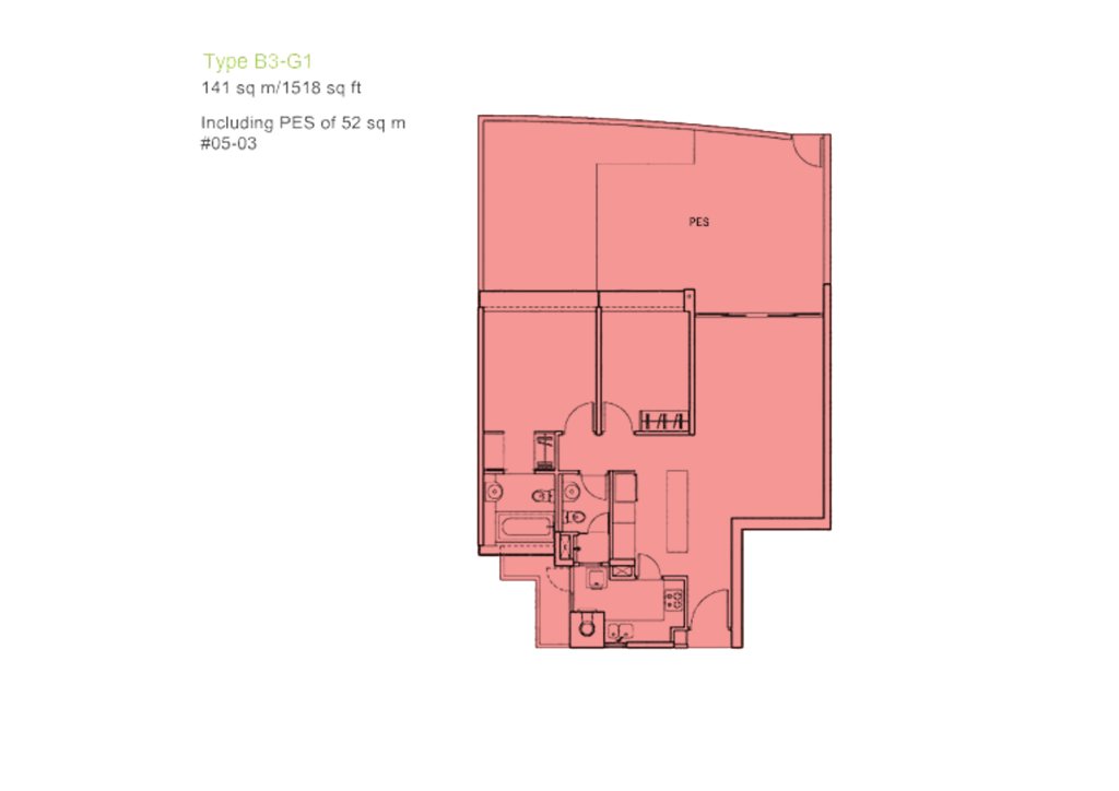 The Centris floor plan 1,518 sqft Type B3-G1