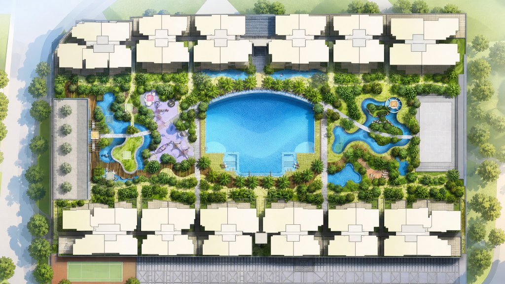 The Centris aerial illustration of the site and facilities
