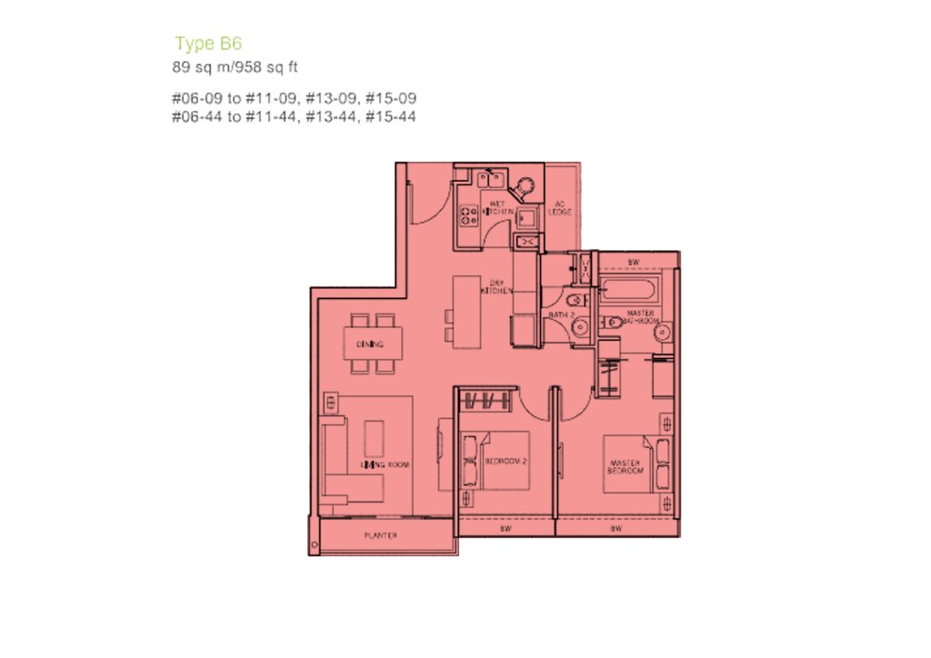 The Centris floor plan 958 sqft Type B6