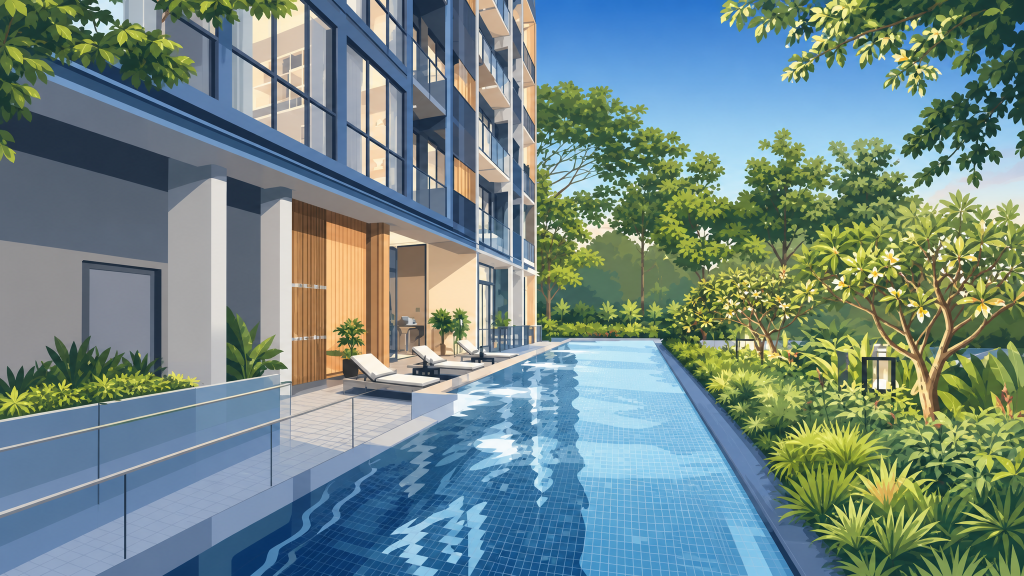 The Enclave . Holland the lap pool beside the block