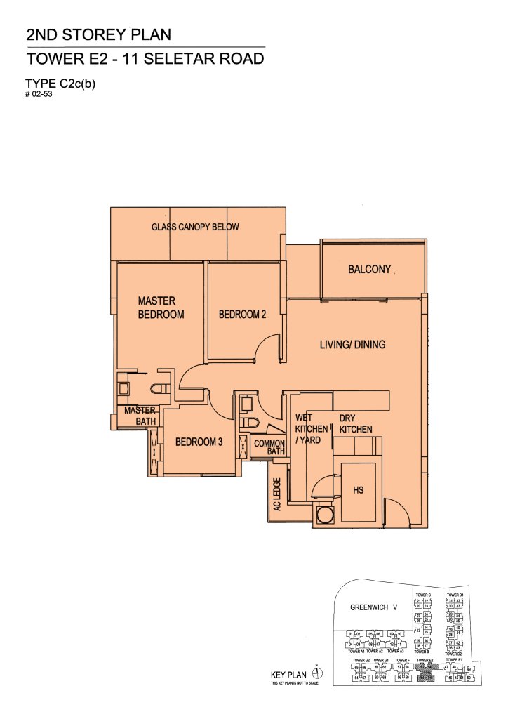 The Greenwich floor plan 1,076 sqft Type C2c(b)