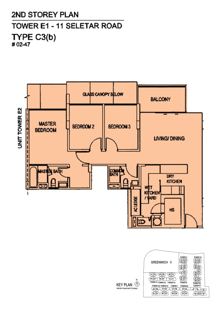 The Greenwich floor plan 1,227 sqft Type C3(b)