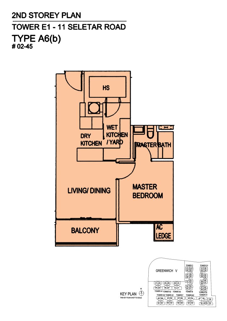 The Greenwich floor plan 614 sqft Type A6(b)