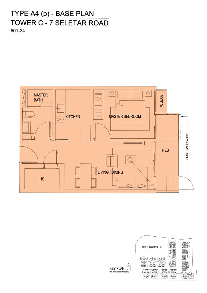 The Greenwich floor plan 624 sqft Type A4(p)