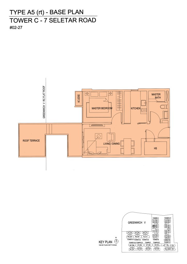 The Greenwich floor plan 710 sqft Type A5(rt)
