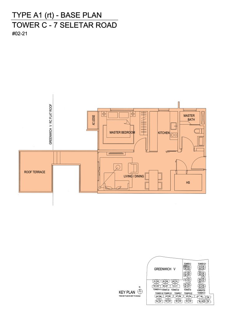 The Greenwich floor plan 721 sqft Type A1(rt)