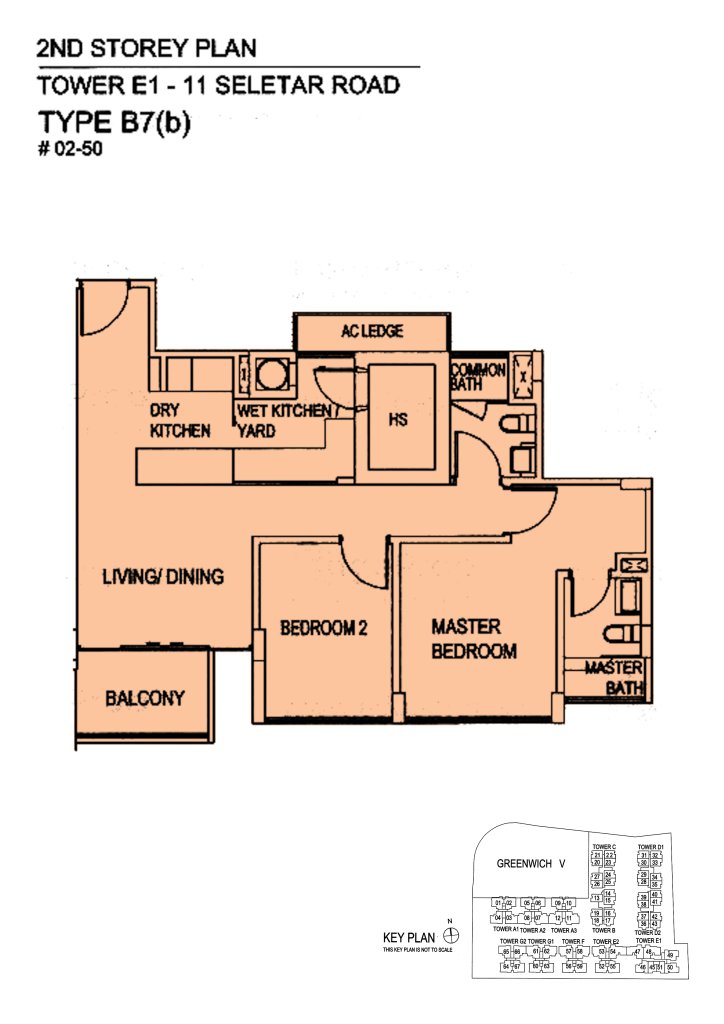 The Greenwich floor plan 904 sqft Type B7(b)
