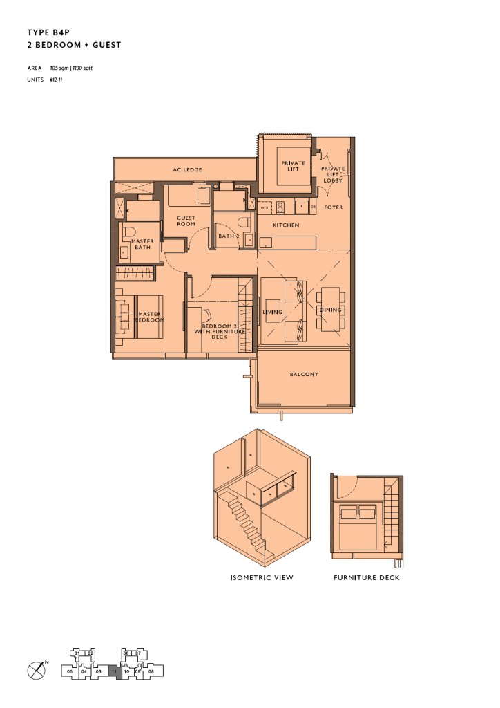 The Hyde floor plan 1,130 sqft Type B4P
