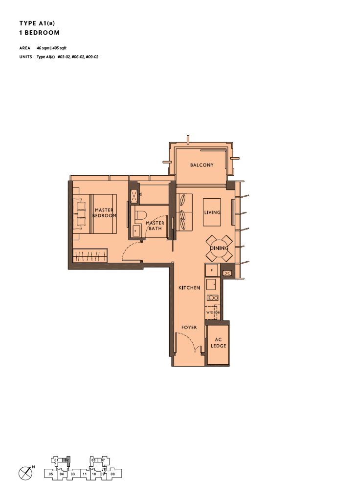 The Hyde floor plan 495 sqft Type A1(a)