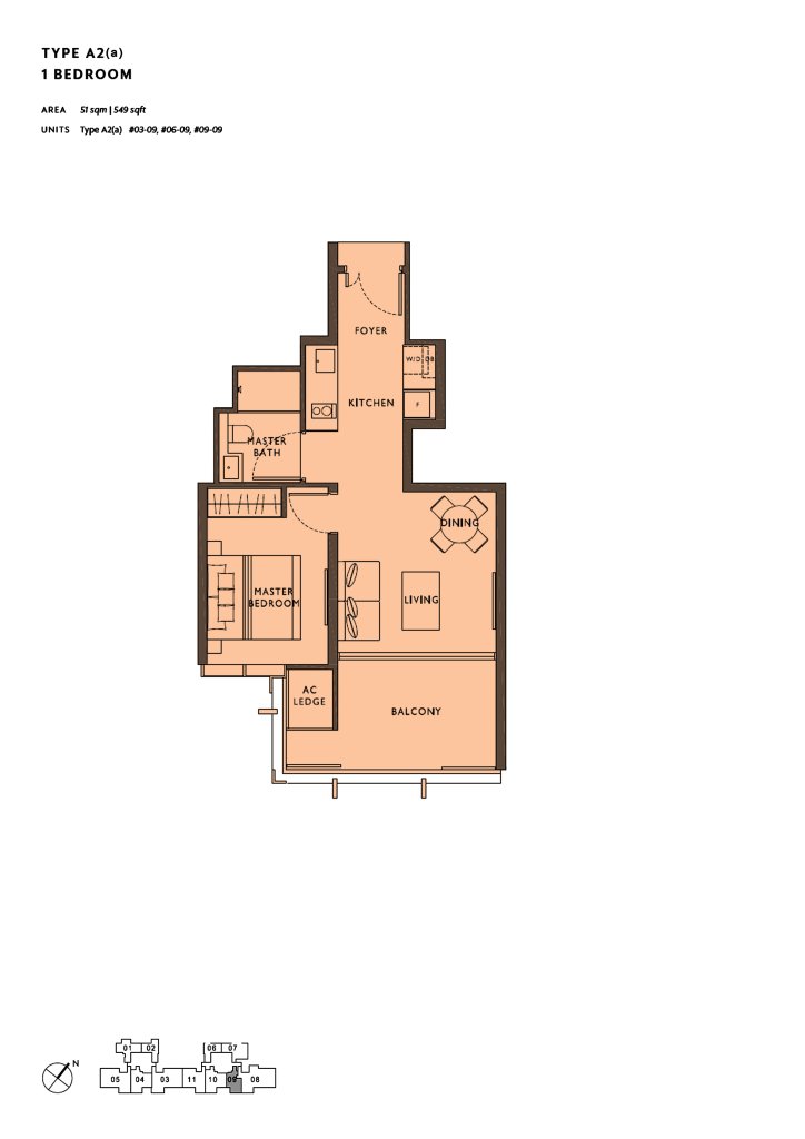 The Hyde floor plan 549 sqft Type A2(a)