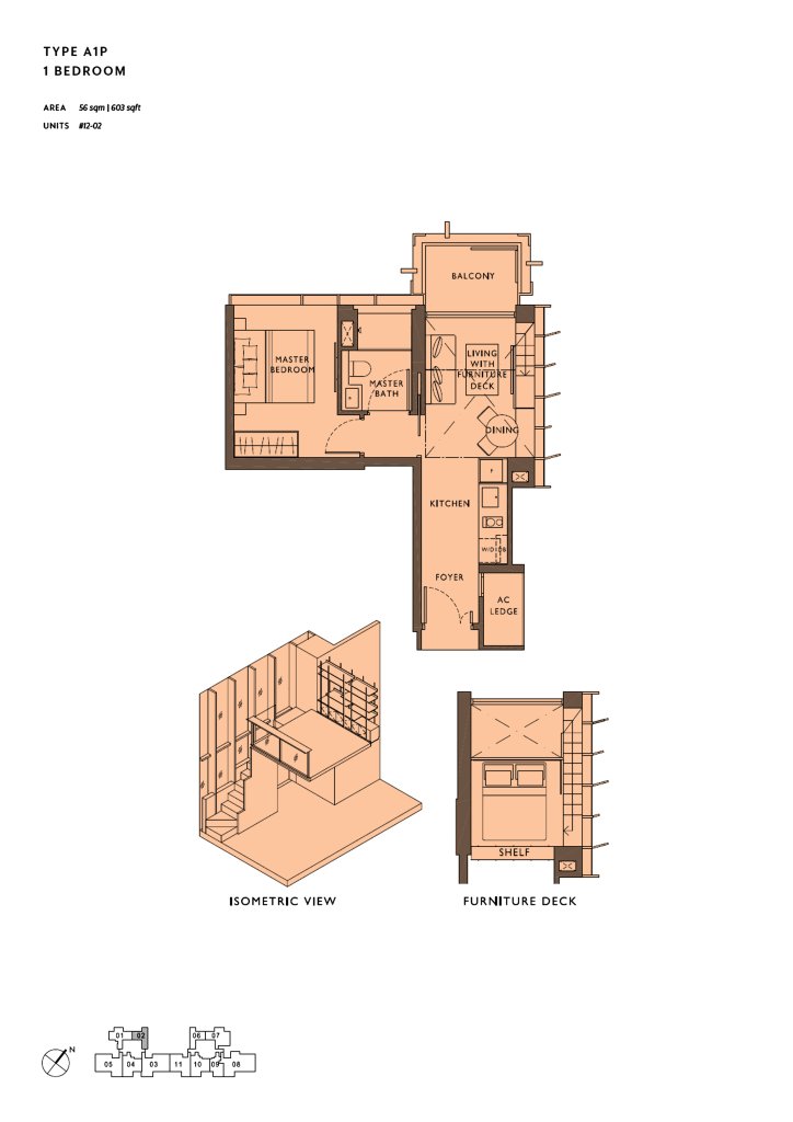 The Hyde floor plan 603 sqft Type A1P