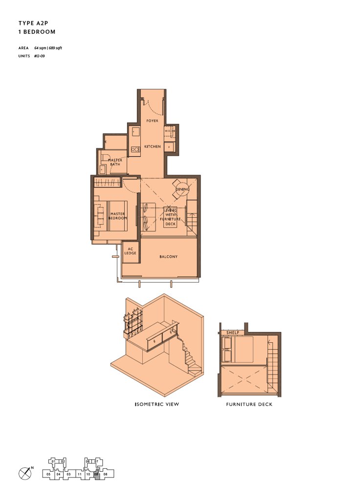 The Hyde floor plan 689 sqft Type A2P