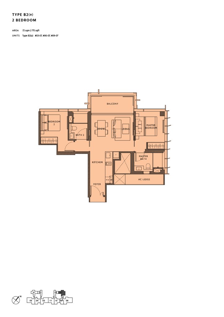 The Hyde floor plan 775 sqft Type B2(a)
