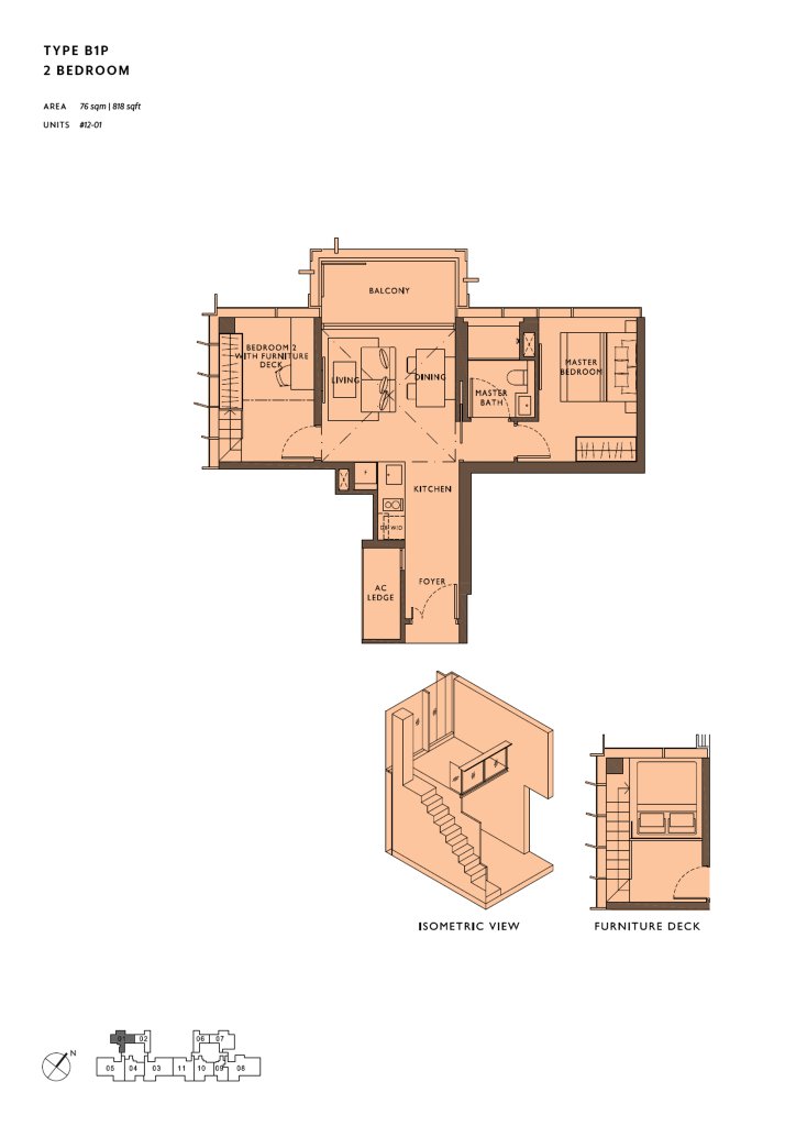 The Hyde floor plan 818 sqft Type B1P