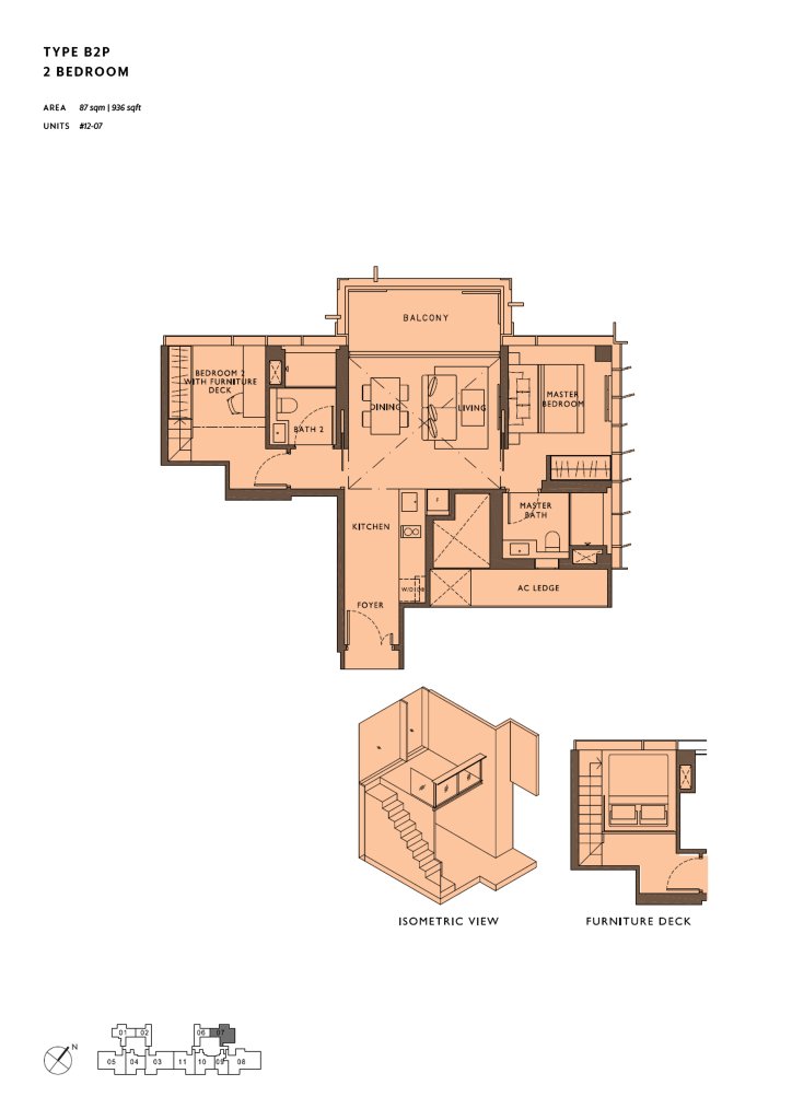 The Hyde floor plan 936 sqft Type B2P