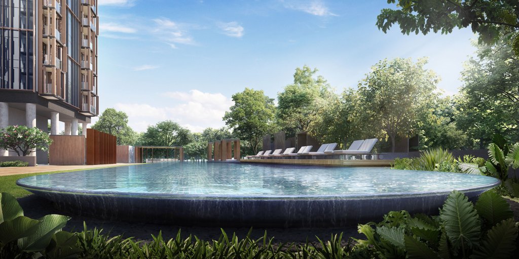 The Hyde the pool and deck beside the block