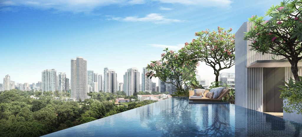 The Hyde the roof pool with a view over the district