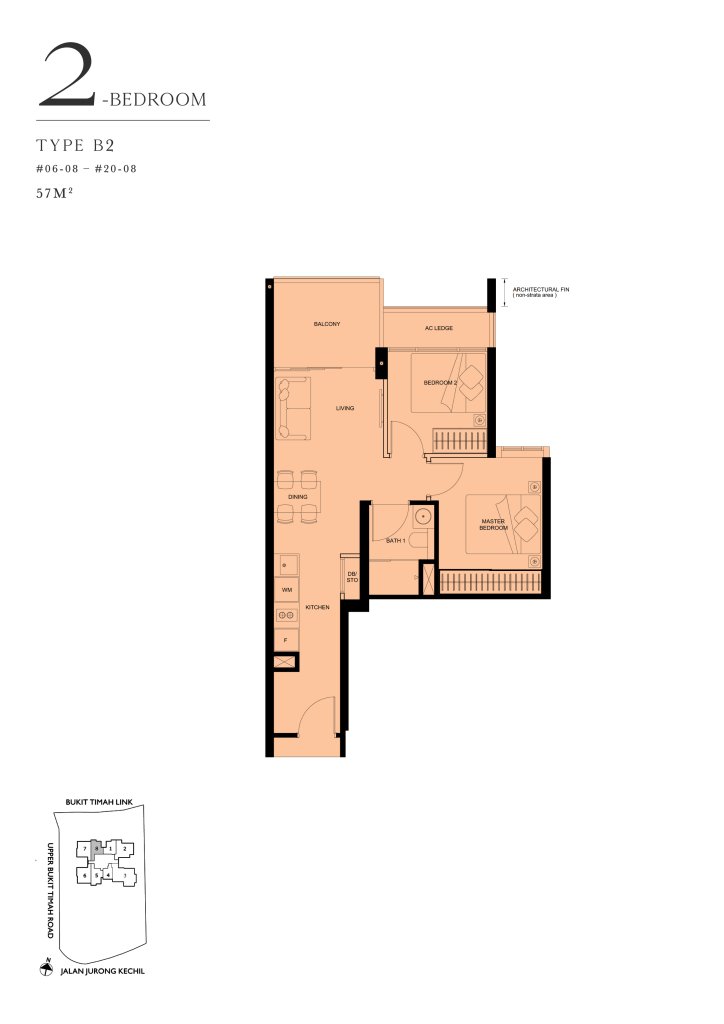 The Linq @ Beauty World floor plan 614 sqft Type B2