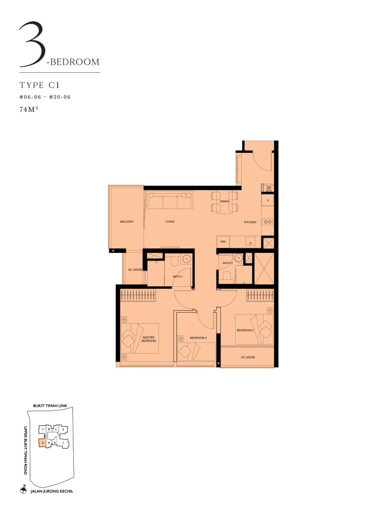 The Linq @ Beauty World floor plan 797 sqft Type C1