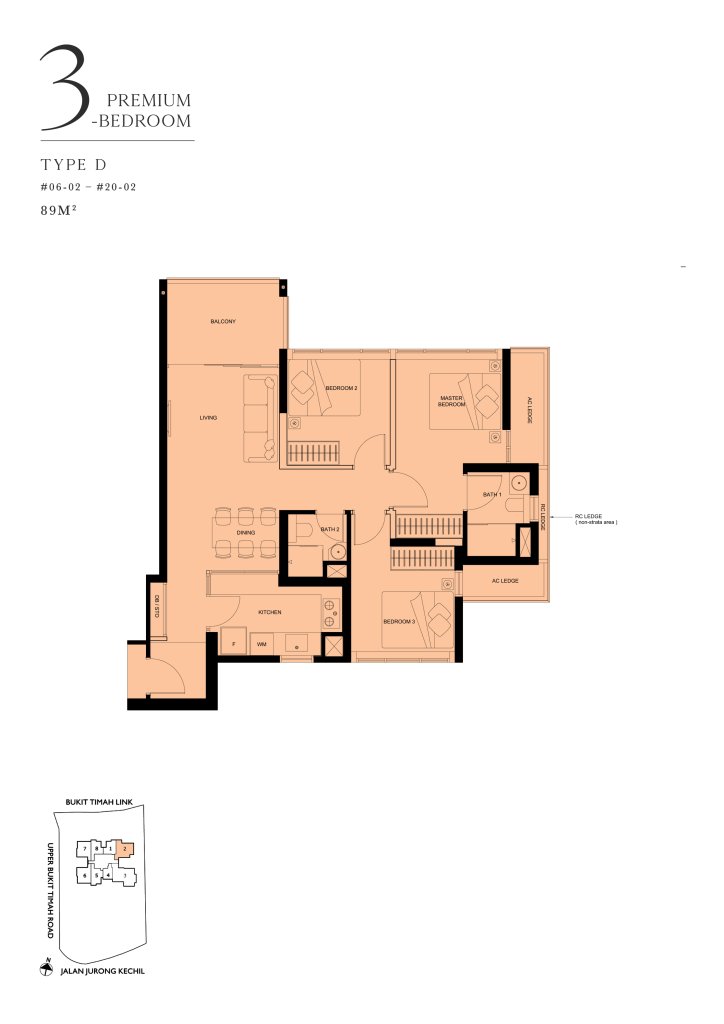 The Linq @ Beauty World floor plan 958 sqft Type D