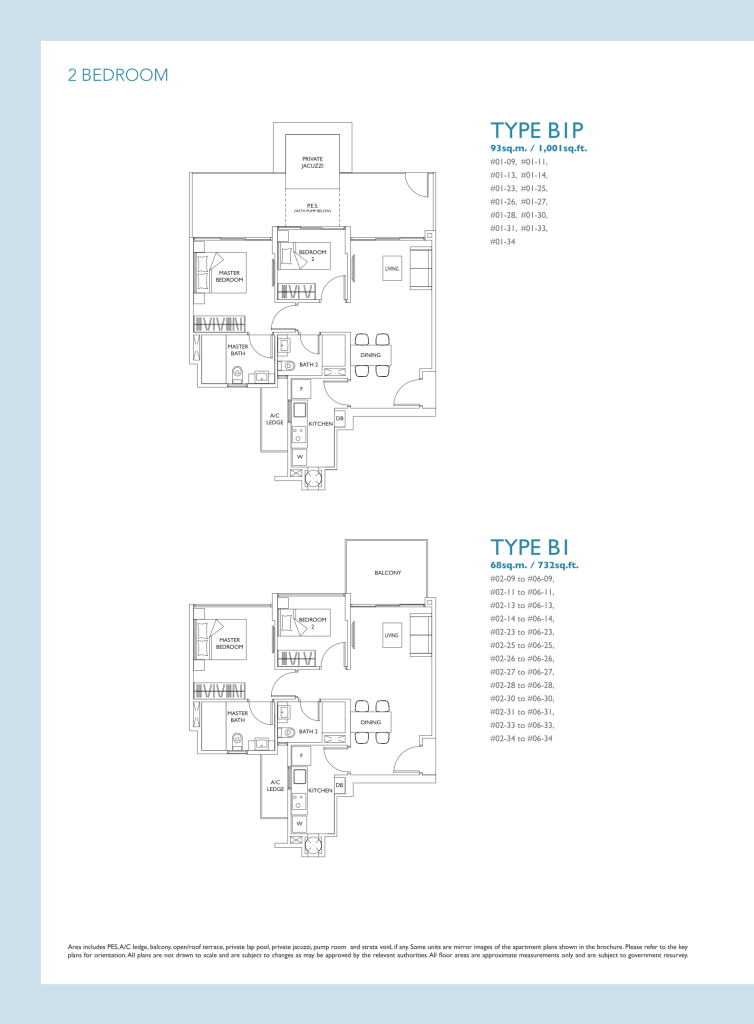The Luxurie floor plan Type B1P, 1001 sqft, Sengkang, Singapore