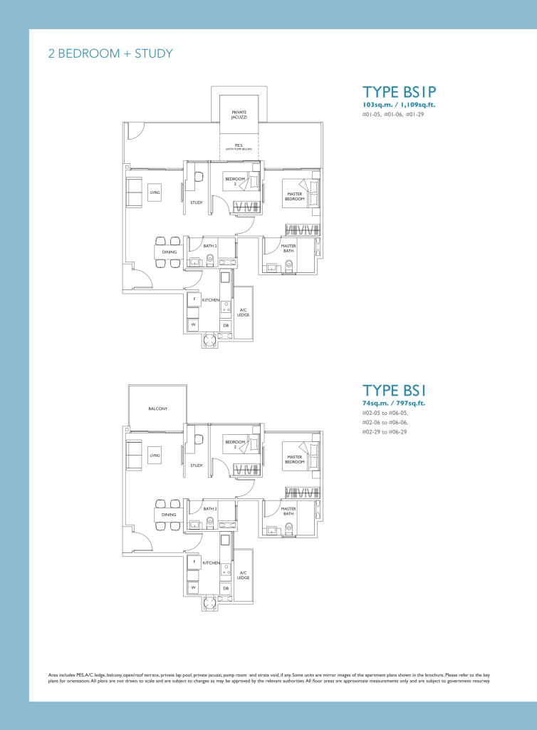 The Luxurie floor plan Type BS1P, 1109 sqft, Sengkang, Singapore