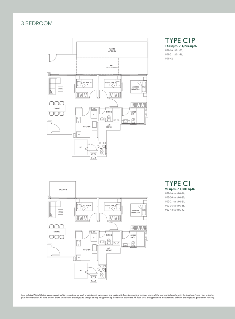 The Luxurie floor plan Type C1P, 1722 sqft, Sengkang, Singapore