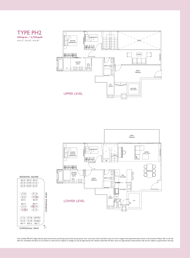 The Luxurie floor plan Type PH2, 2745 sqft, Sengkang, Singapore