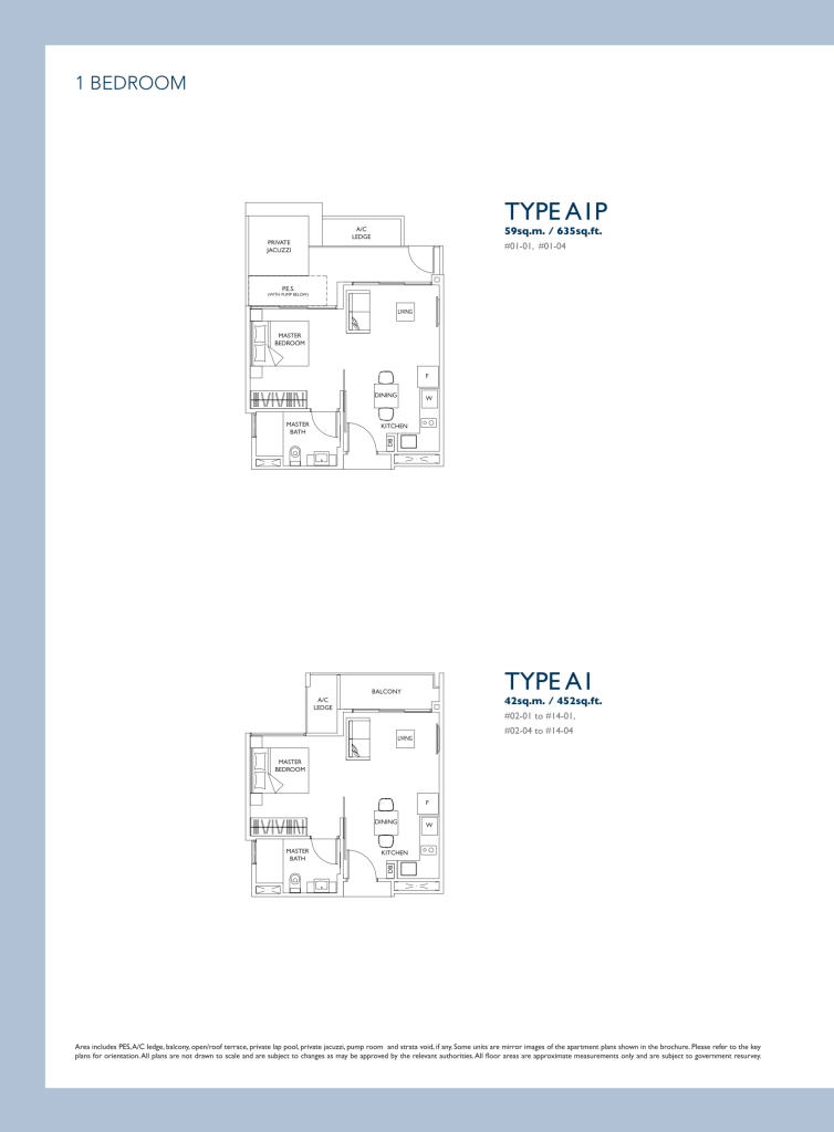 The Luxurie floor plan Type A1P, 635 sqft, Sengkang, Singapore