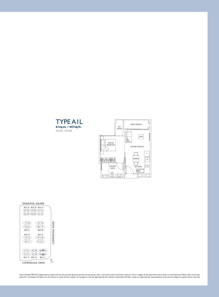 The Luxurie floor plan Type A1L, 657 sqft, Sengkang, Singapore