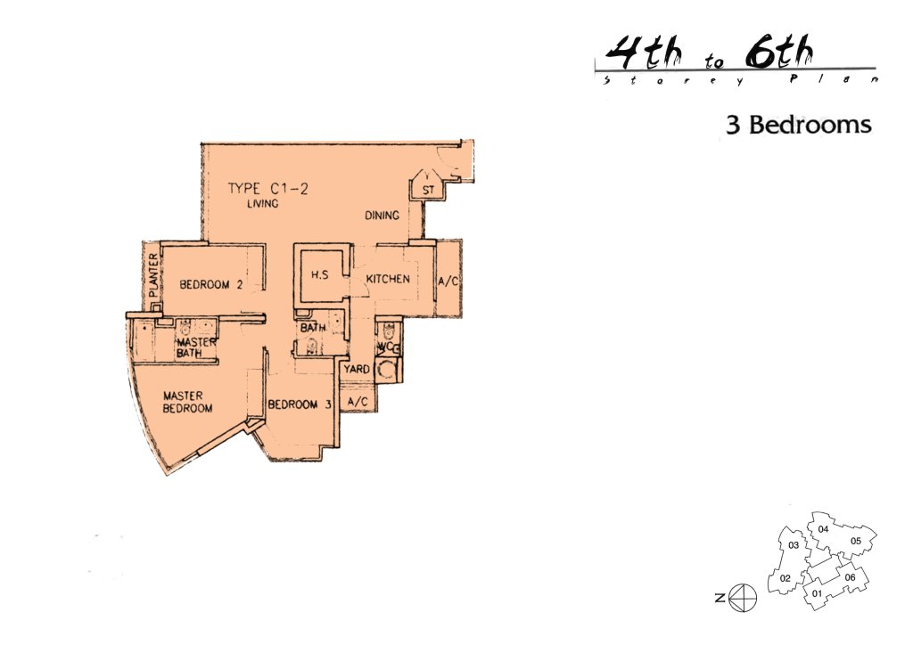 The Madeira floor plan 1,270 sqft Type C1-2-4th