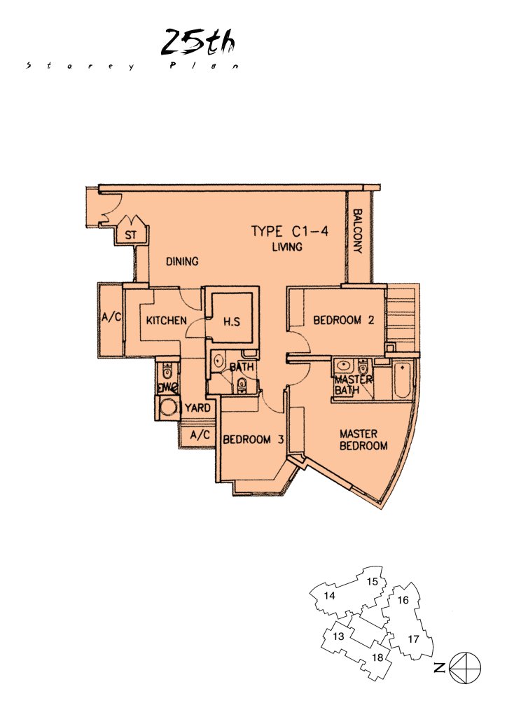 The Madeira floor plan 1,292 sqft Type C1-4