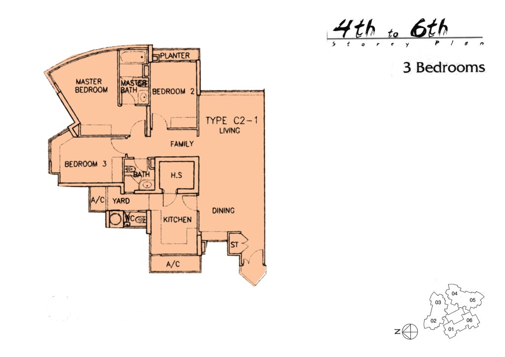 The Madeira floor plan 1,324 sqft Type C2-1-4th