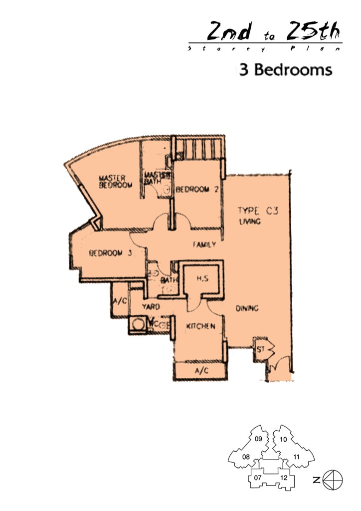 The Madeira floor plan 1,356 sqft Type C3