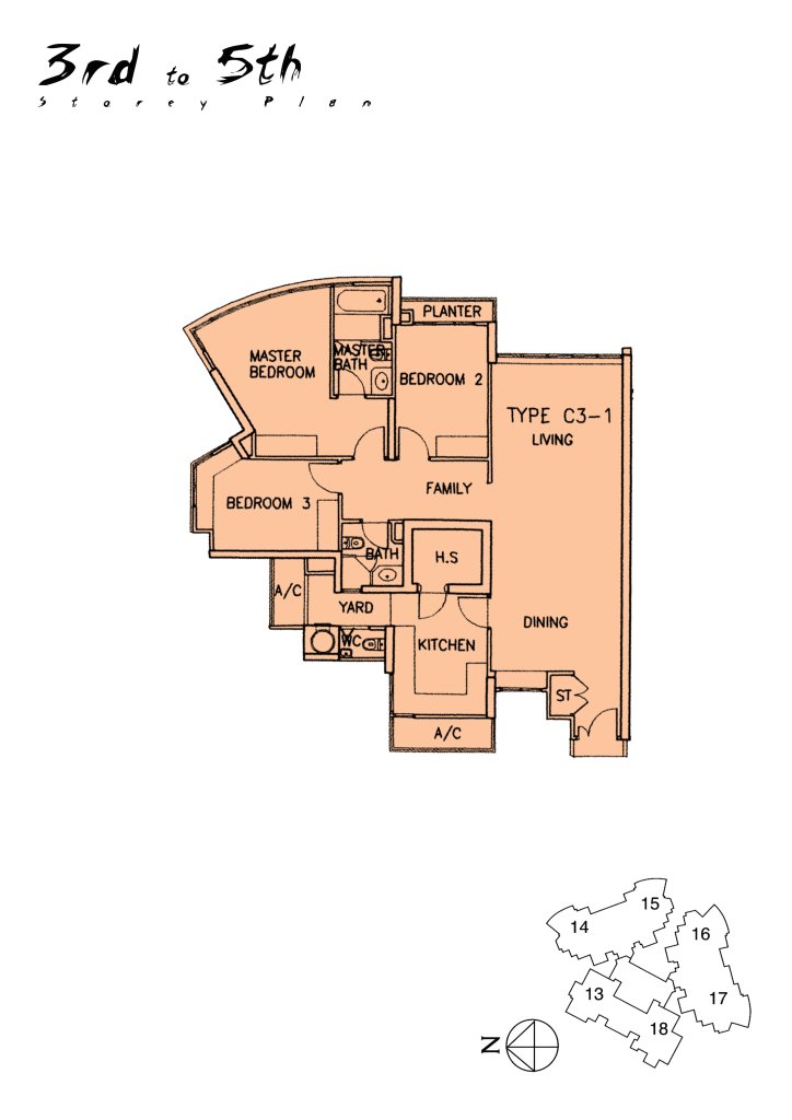 The Madeira floor plan 1,378 sqft Type C3-1 3rd to 5th