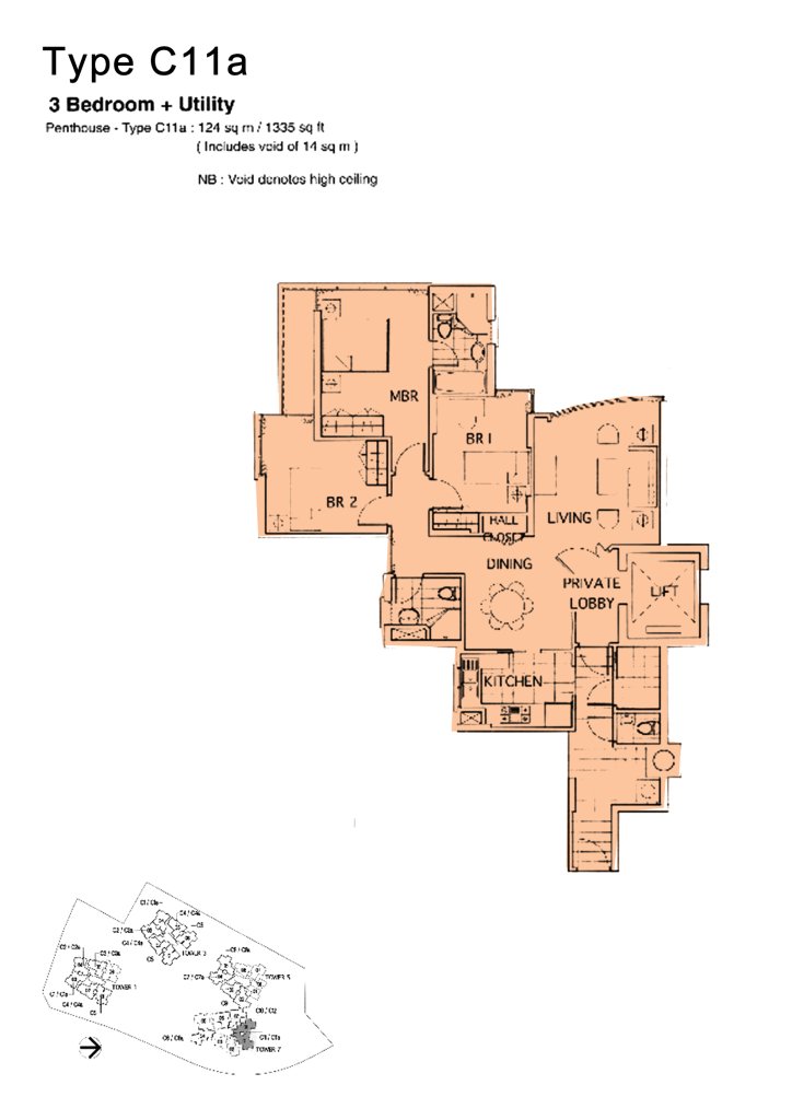 The Mayfair floor plan 1,335 sqft Type C11a